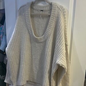 Free People Cream V-Neck Sweater